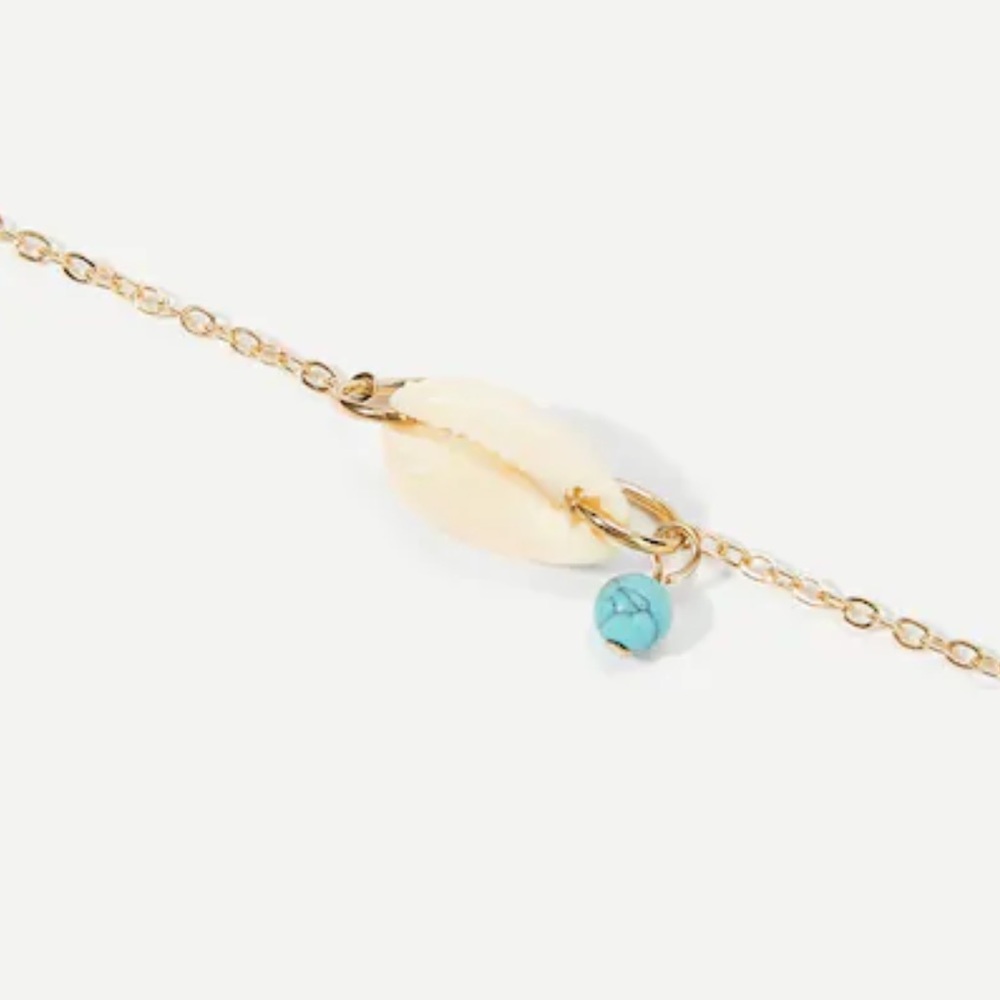 LAST SET SALE Cowrie Shell + Turquoise Bracelet - Picture 2 of 3